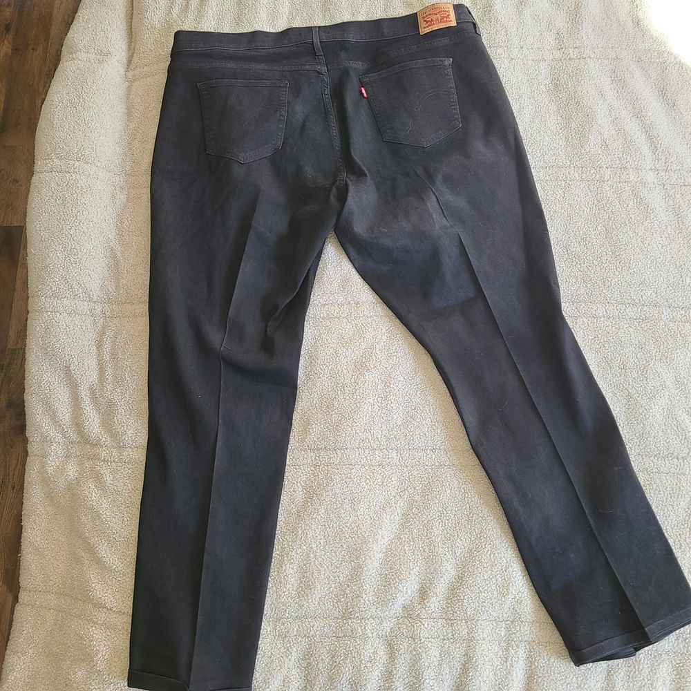 Levis Jeans Womens 24W Plus Black Denim 414 Classic Straight High Rise Stretch - Picture 11 of 15